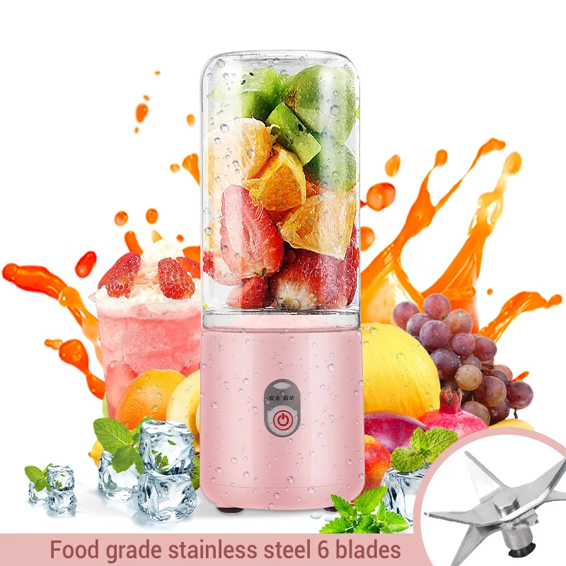 Mini Electric Juicer Machine Blender Cup Portable 500ML Fruit Food Smoothie  Bottle USB Wireless Juicers Maker Mixer For Travel