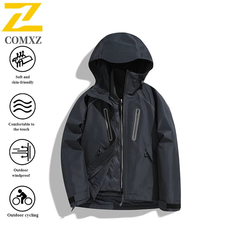 EiAO Jacket Men's Waterproof Ski  Winter Windproof Thermal Hiking Coat with Detachable Fleece for Camping Fishing Mountaineering