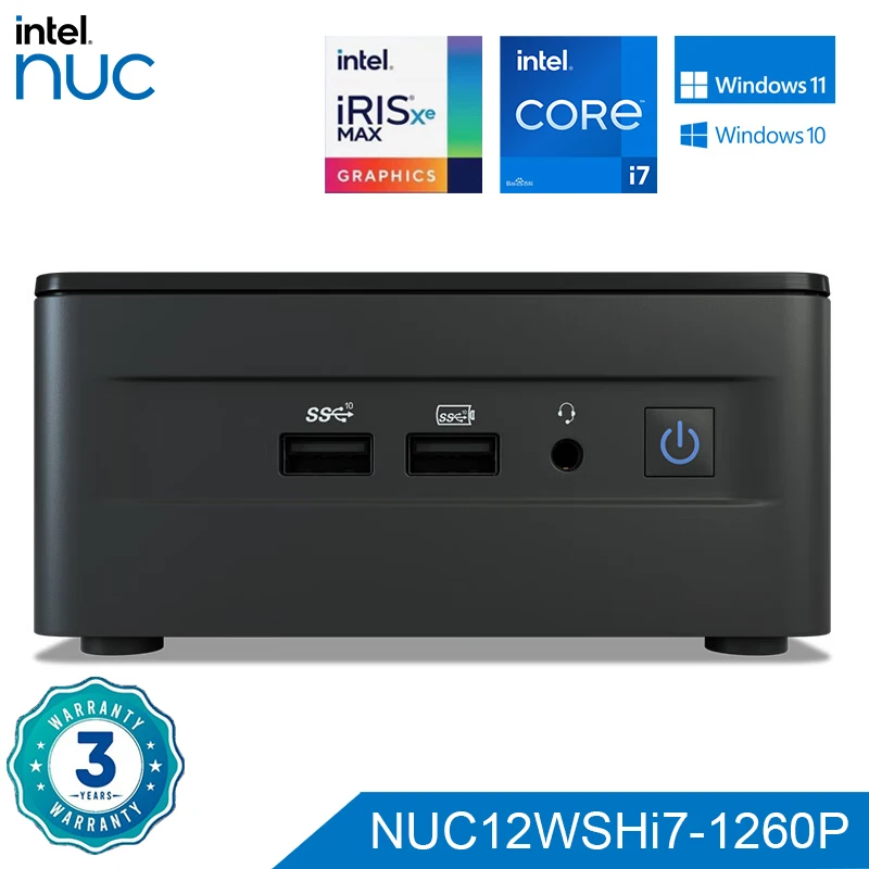 Intel NUC 12th NUC12WSHi7 i7-1260P Core Processor Iris Xe Graphics 4K  Windows 10 Pro WIFI6 Dual Thunderbolt 4 Pc Portable Gamer