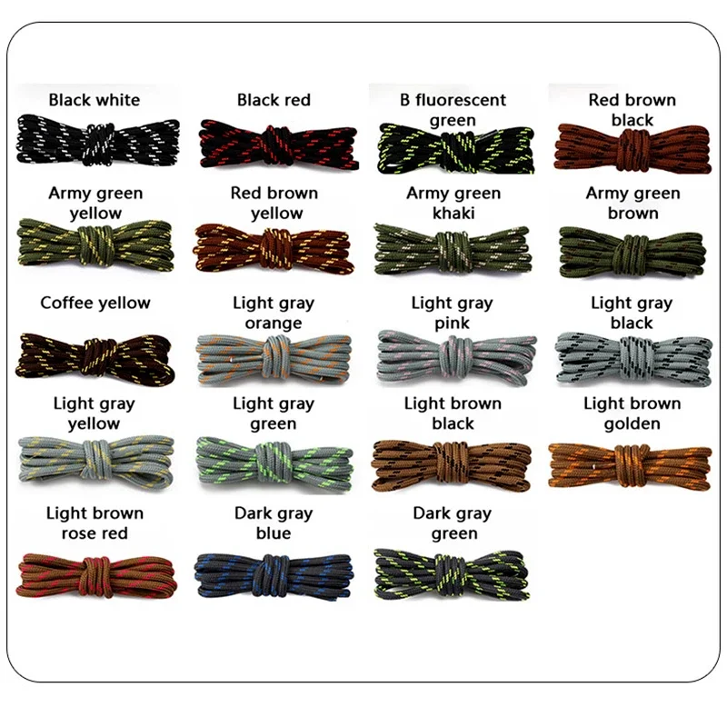 Round Hiking Sports Shoelaces Durable Polyester Shoe Laces Outdoor Sneakers Boots Laces for Shoes Accessories 100/120/140/160cm