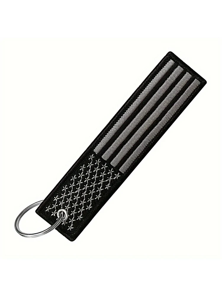 Patriotic American Flag Keychain - Stylish Black Keyring