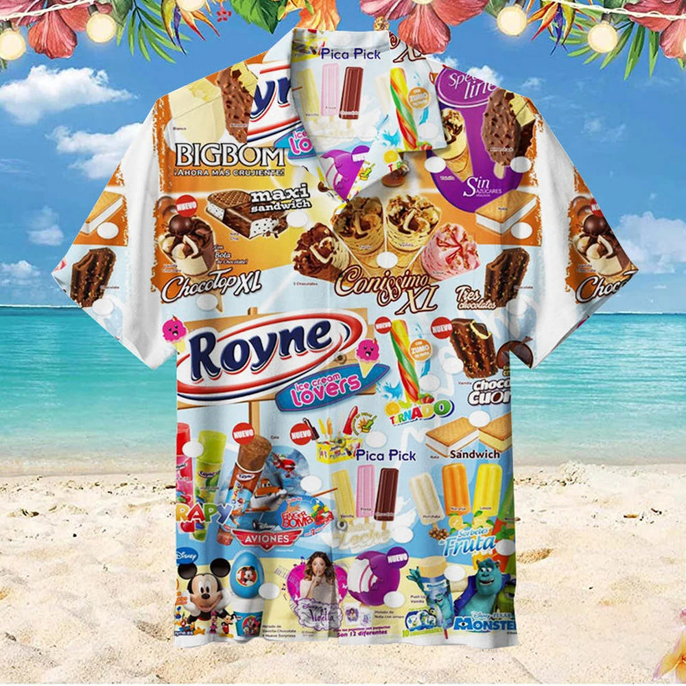 thumbnail image 1 of Camisas hawaianas 2024 para hombre, camiseta de verano con helado, estampados de playa, camisetas de manga corta, diseño original informal, ropa para hombre, 1 of 5