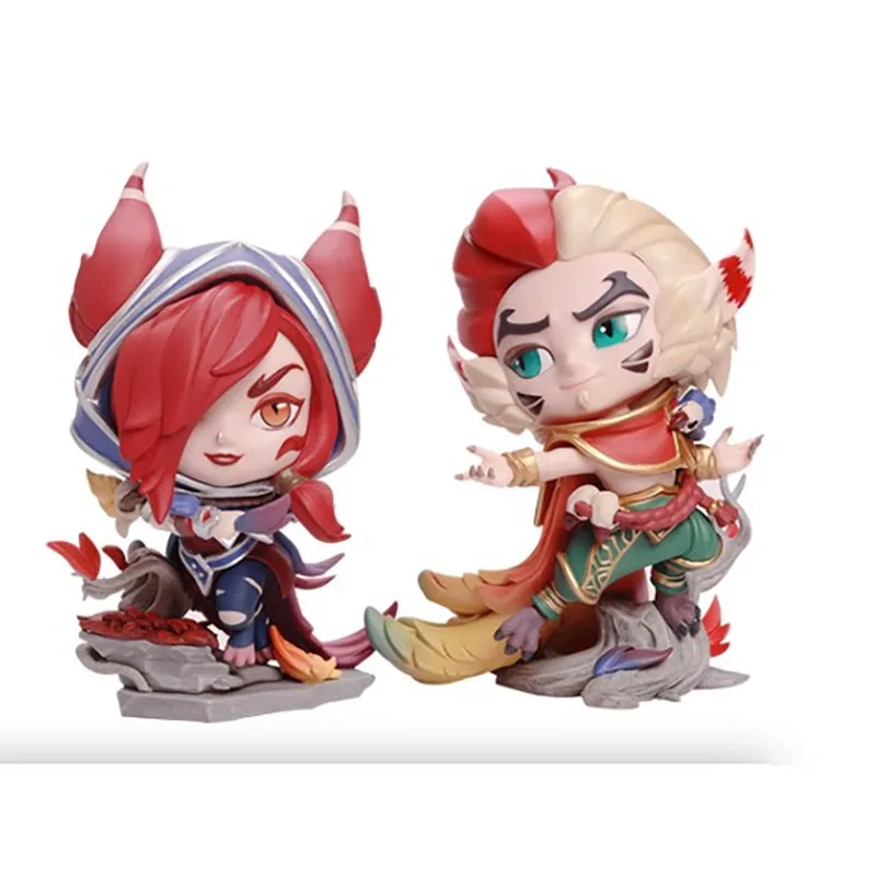 

In Stock Original League of Legends The Charmer The Rebel LOL Rakan Xayah Game Character Q Version Model Birthday Gift