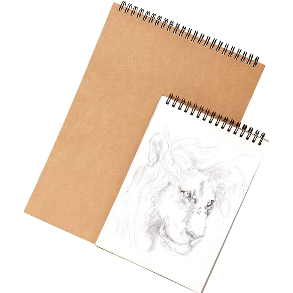 1pc A5/A4 Sketch Book 100 Sheets, 100gsm, Hard Bottom Cover Spiral Bound Hardback Sketch Pad 3