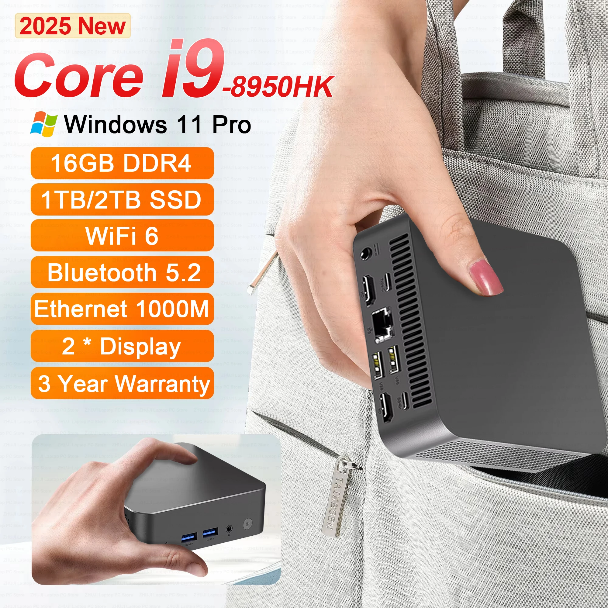 ミニPC Core i9 8950HK 超小型ポケットPC デュアルSSD フル機能 Type-C
