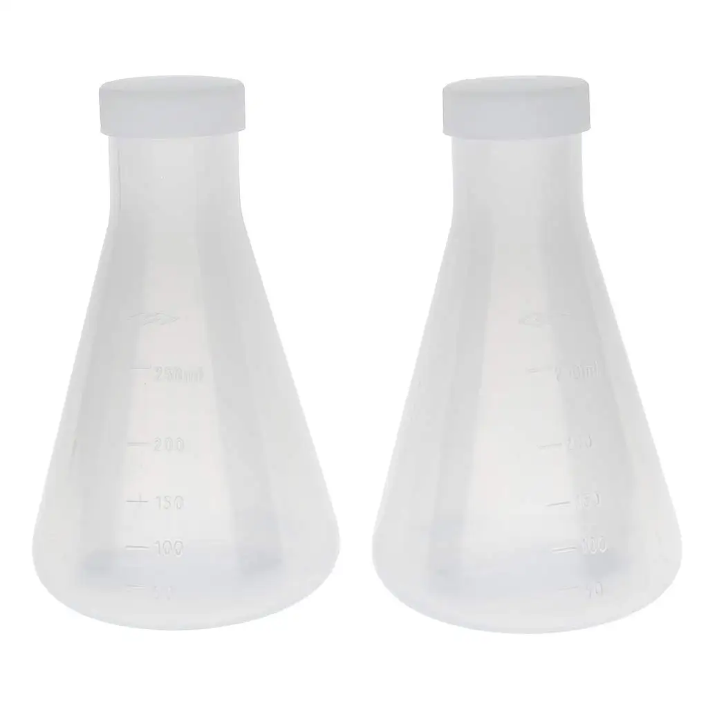 

Laboratory Graduated Plastic Conical Erlenmeyer Flask, Measurable, Smooth Thick Wall, Two Bottles of 250Ml