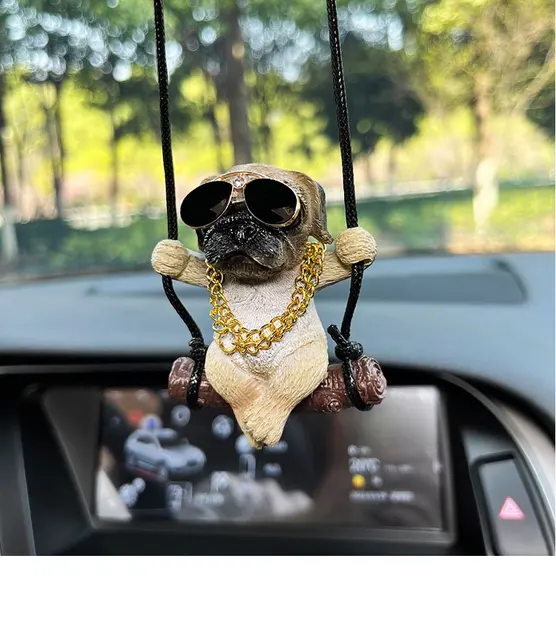 Auto Innen Dekoration Anhänger Trend Tragen Sonnenbrille Schaukel Bulldog  Auto Rückspiegel Anhänger Für Auto Zubehör Innen - AliExpress