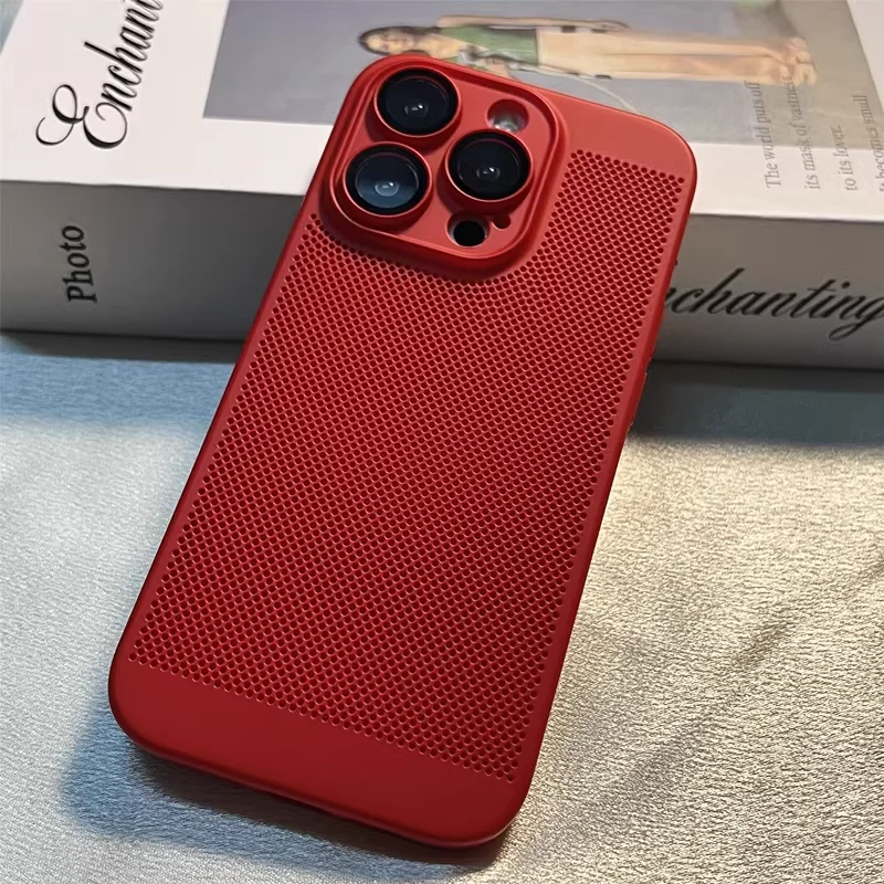 Luxury Heat Radiation Breathable Cooling For iPhone 15 14 13 12 11 Pro Max  Case On 13 14 15 Pro Max Glass Lens Flim Back Cover - AliExpress