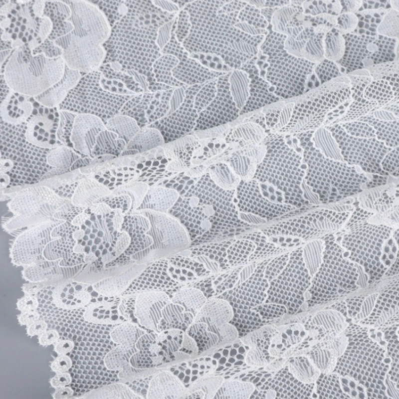 Lace Fabric Lace Garment Accessories Lace Sewing Supplies Lace Sewing Accessories Lace Accessories Lace Decoration 3Yards 20cm width Elastic Lace Fabric DIY Crafts Sewing Decoration Accessories For Garments Elastic Lace Trim White Black