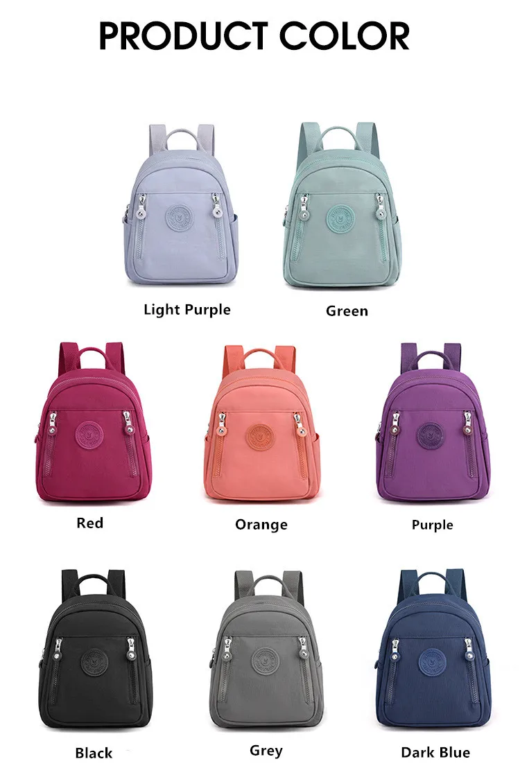 Nylon Cloth Backpack Bucket Bag Simple Solid Color Nylon Backpack Small Backpack Outdoor Travel Backpack Women's Small Schoolbag