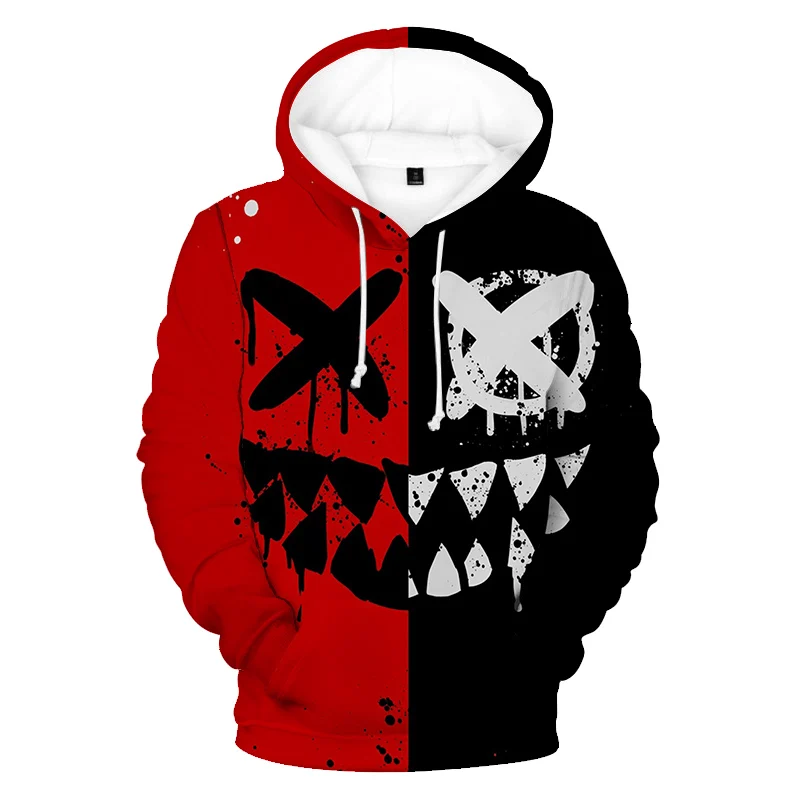 

3D XO Smiley Print Pullover Sweatshirt Fashion Warm Unisex Long Sleeve Men's Hoodie Large Coat