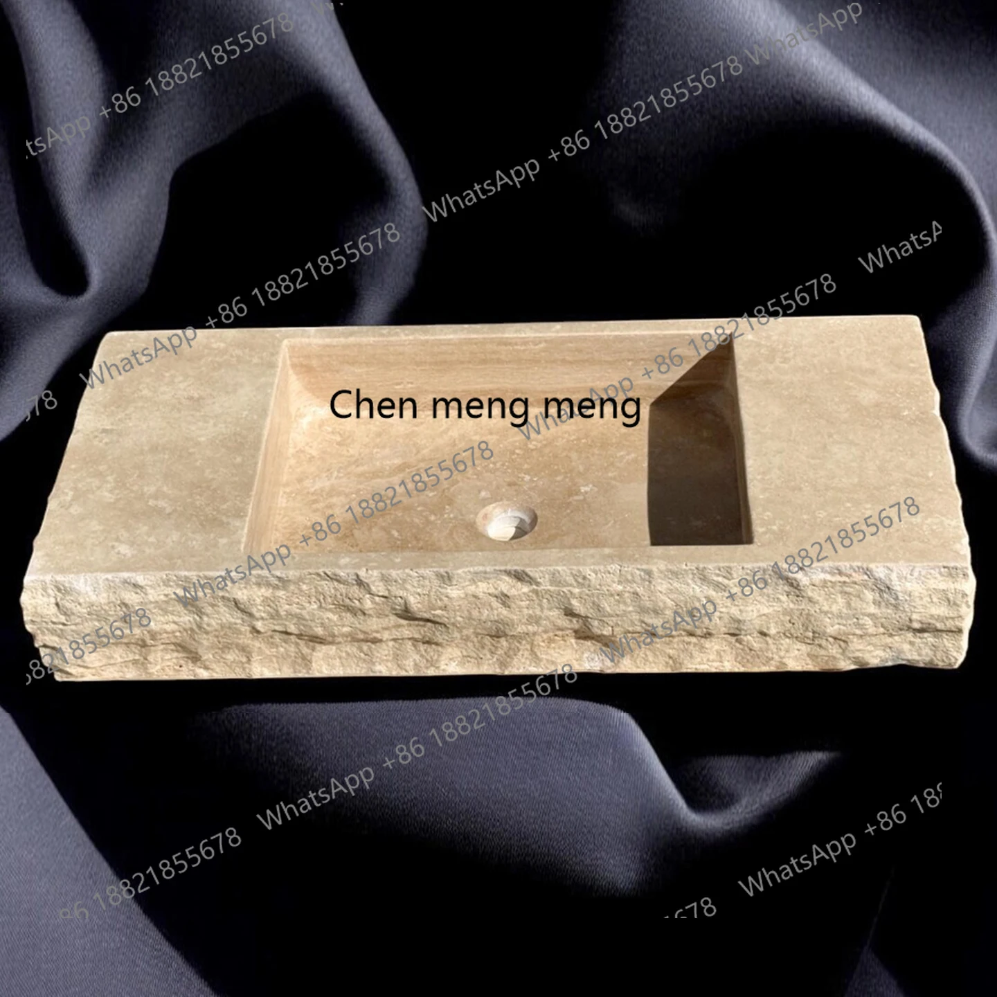 อ่างล้างหน้าหินอ่อนธรรมชาติวาบิซันซัน สไตล์หรูหราเบาๆ ดีไซน์แตกแบบธรรมชาติ สำหรับห้องน้ำ รูปทรงสี่เหลี่ยมผืนผ้า เหมาะสำหรับใช้กลางแจ้งในลานบ้าน 1