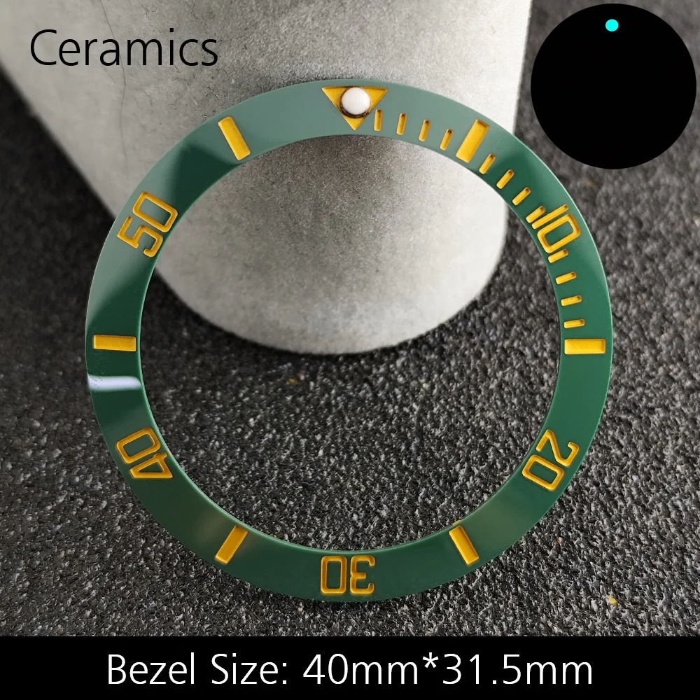 Blue Luminous Ceramic/Aluminum Watch Bezel Insert - Sloping 40mm