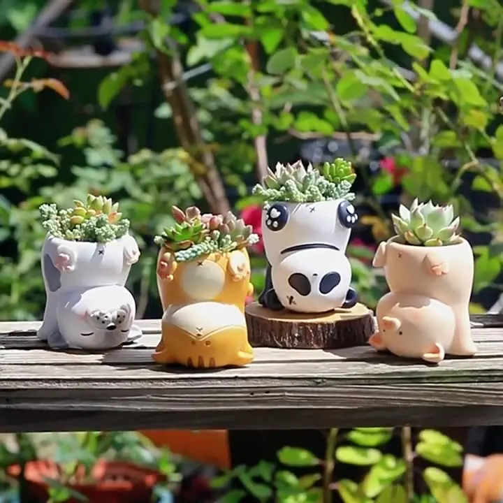 Down Handmade Garden Flowerpots Resin Succulents Plants Planters Flower Pots Des