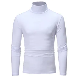 Men's Slim Fit High Neck Thermal Long Sleeve T-shirt - S (White)