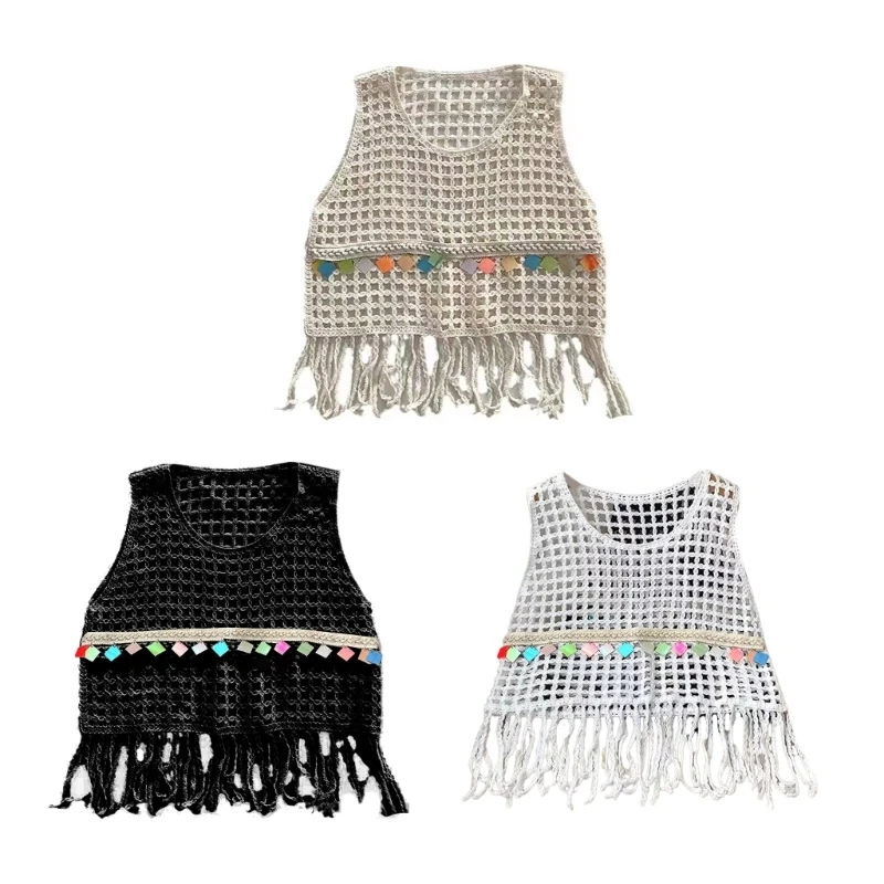 

Womens Casual Sleeveless Vest Square Neck Summer Floral Hollow Knit Tops