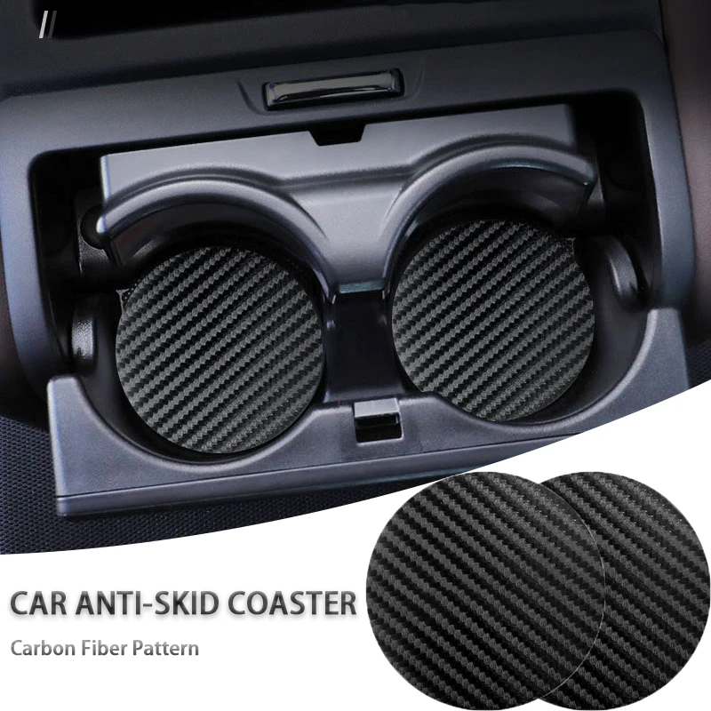 Cup Holder Coasters Car Coaster Pads Car Interior Carbon Fiber Anti Slip Coaster For Toyota Corolla Prius Yaris Rav4 CHR Aygo Hilux Raize Camry Sien