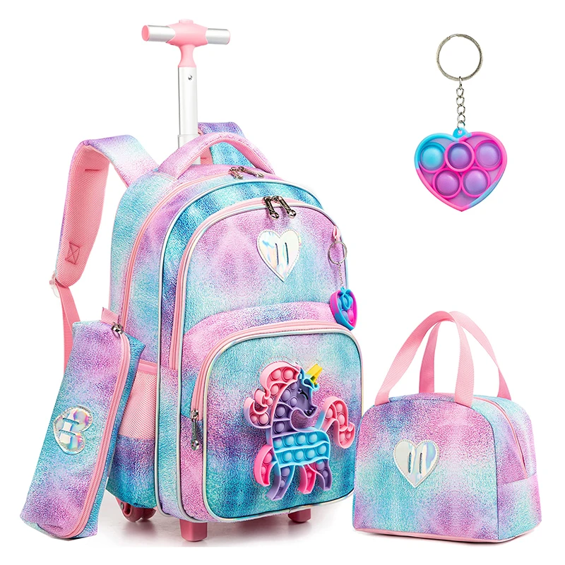 

Rolling Backpack for Girls Unicorn Backpacks with Wheels for Elementary Kids Cute Suitcase Set Travel Laptop Luggage for Girls