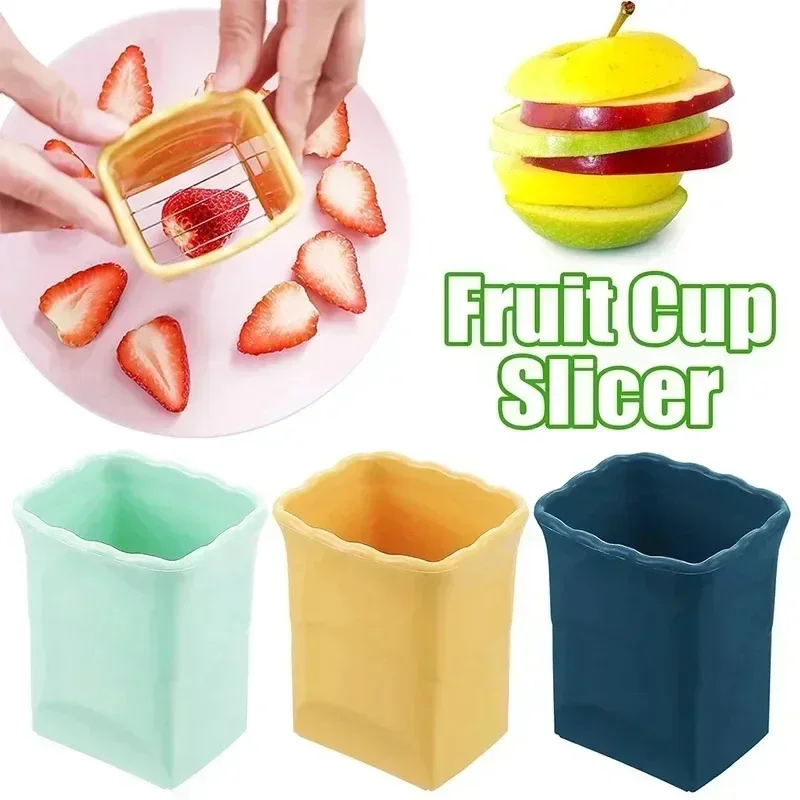 Fruit Cup Slicers Strawberry Banana Cutter Multifunctional Stainless Steel Fruits Press Cutting Tool Manual Kitchen Gadgets