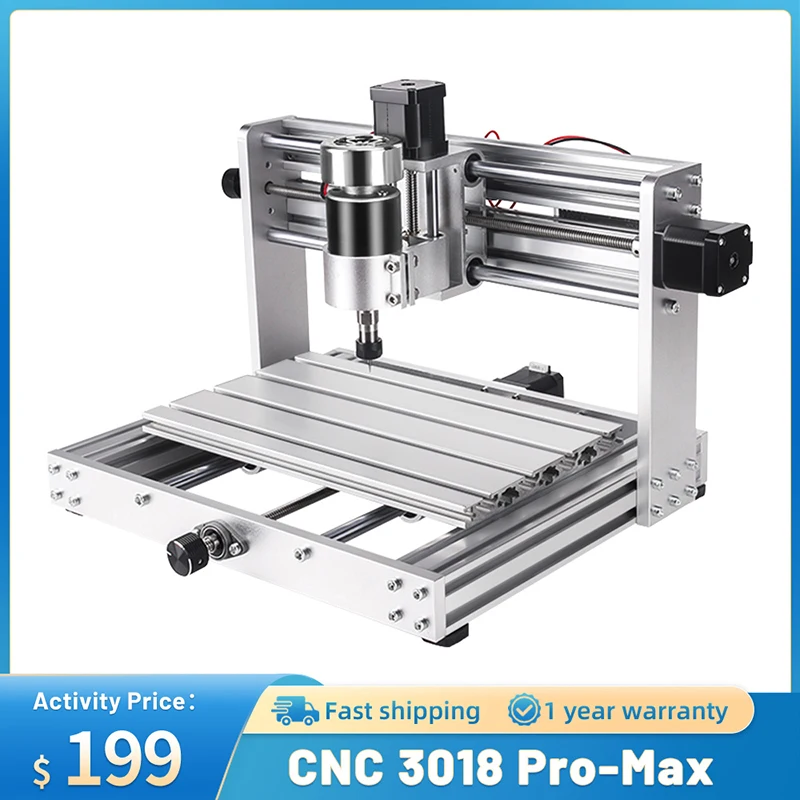 CNC 3018 PRO MAX、事前組み立て済、200wスピンドル12000R