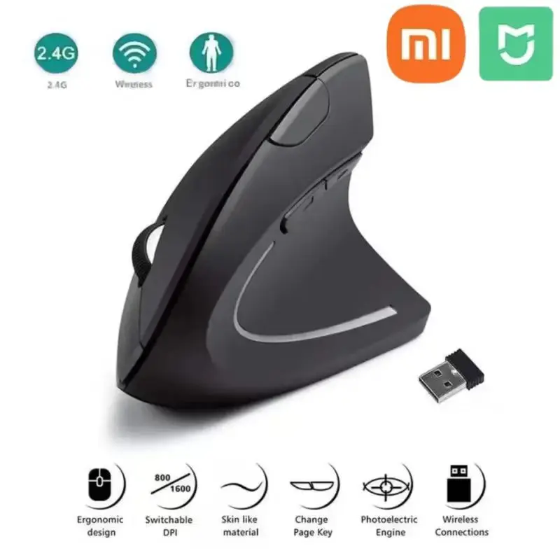 Gaming Mouse Xiaomi Mijia Wireless Vertical Bluetooth 2.4G Ergonomic 1600DPI Adjustable RGB Backlight For Laptop PC Desktop