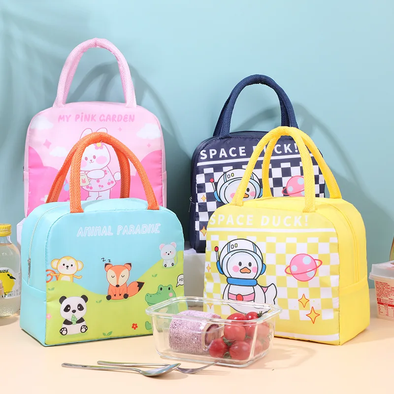 Cartoon Children's Lunch Bag Thermal Insulation Aluminum Film High Quality Waterproof Oxford Cloth Portable Lunch Bags Tote New 2