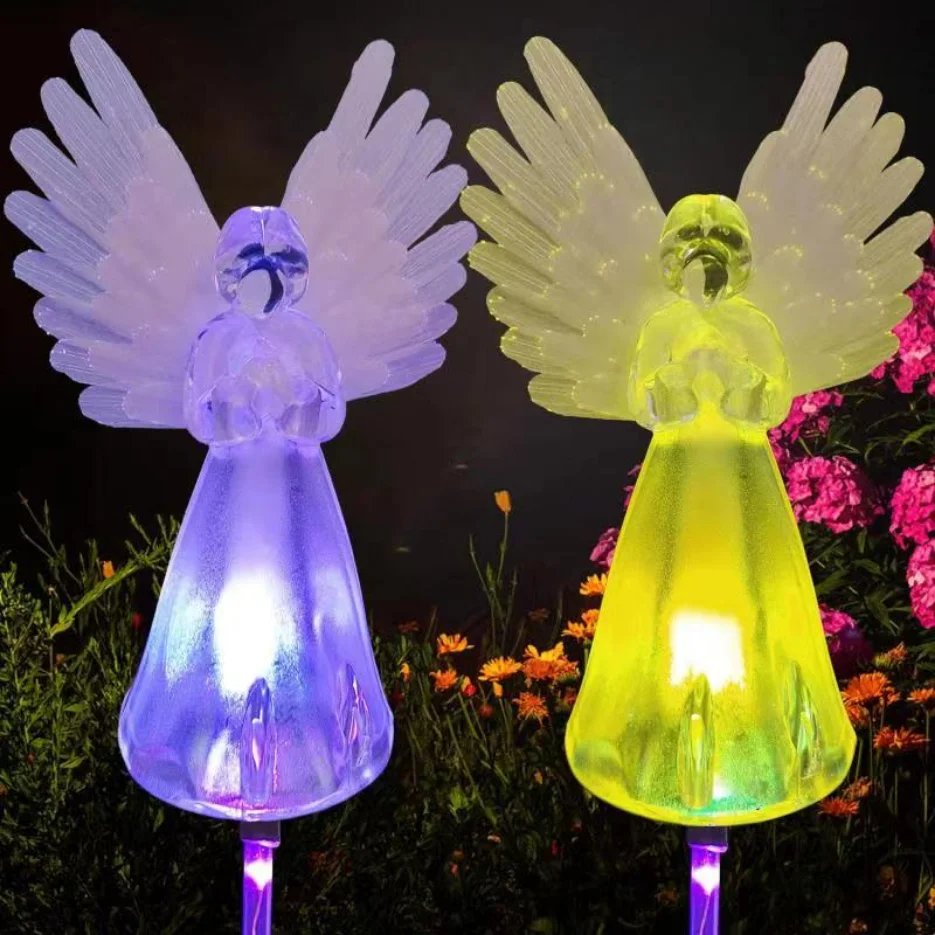 Solar Angel Lights Outdoor Garden Decoration Landscape Housewarming Gift Cemetery Led Stake Lawn Yard Patio Solar Night Lamp