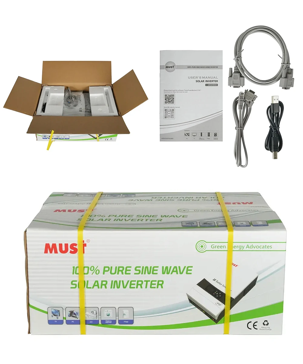 Description Picture 6 of itemMUST PV1900 EXP 4KW 6KW 48V Hybrid Solar Inverter MPPT 120A PV 500V Pure Sine Wave Off Grid Solar System Parallel WIFI Monitor