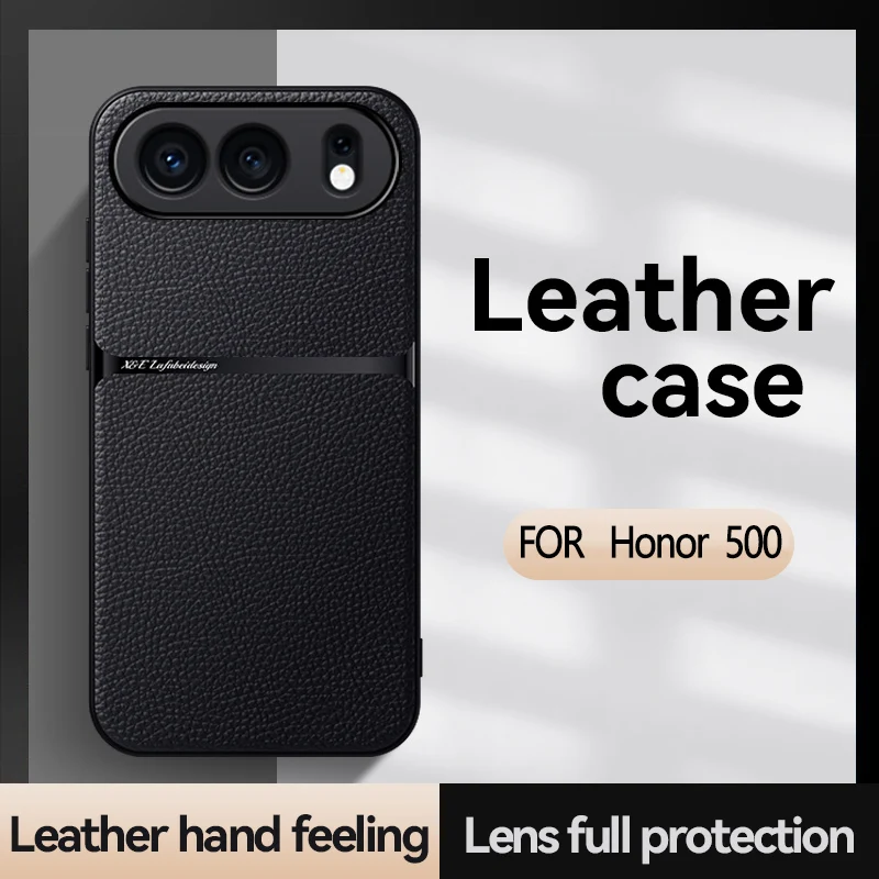 Premium Luxury Magnetic Leather Car Holder Case - Silicone Protective Back Cover