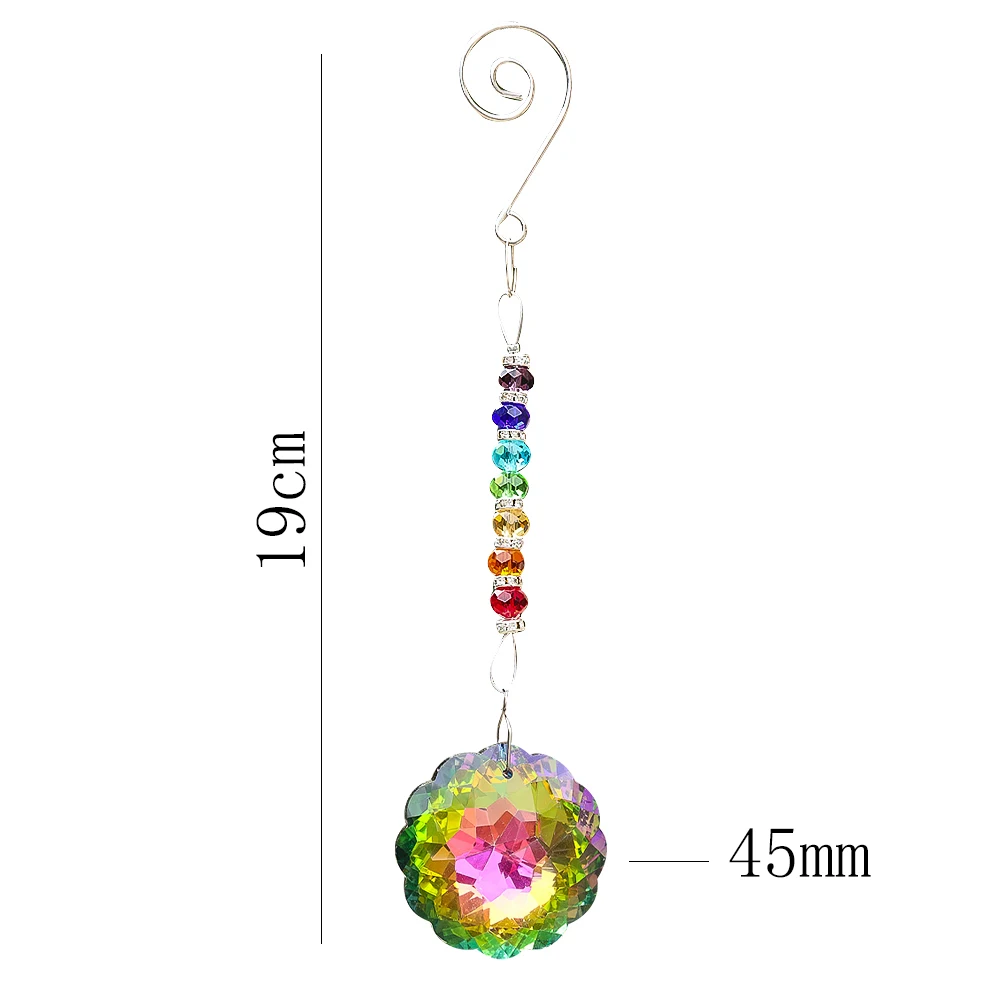 Brilliant Crystal Suncatcher Hanging Garland Crystals Prisms Rainbow Glass Bead Chakra Amulet Car Pendant Window Garden Decor