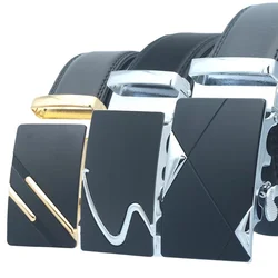 Men's Genuine Automatic Buckle Belt Trendy Genuine Leather Business Fashion Designer Ladies Denim Casual Belt Length 110-130cm