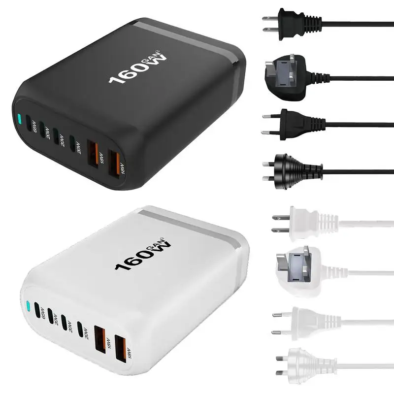 

Зарядное устройство USB 160 Вт, быстрая зарядка 3,0 для Samsung, Xiaomi, Iphone, планшетов, быстрое зарядное устройство с 6 портами, сетевое зарядное устройство с вилкой Стандарта ЕС/США/Великобритании/Австралии