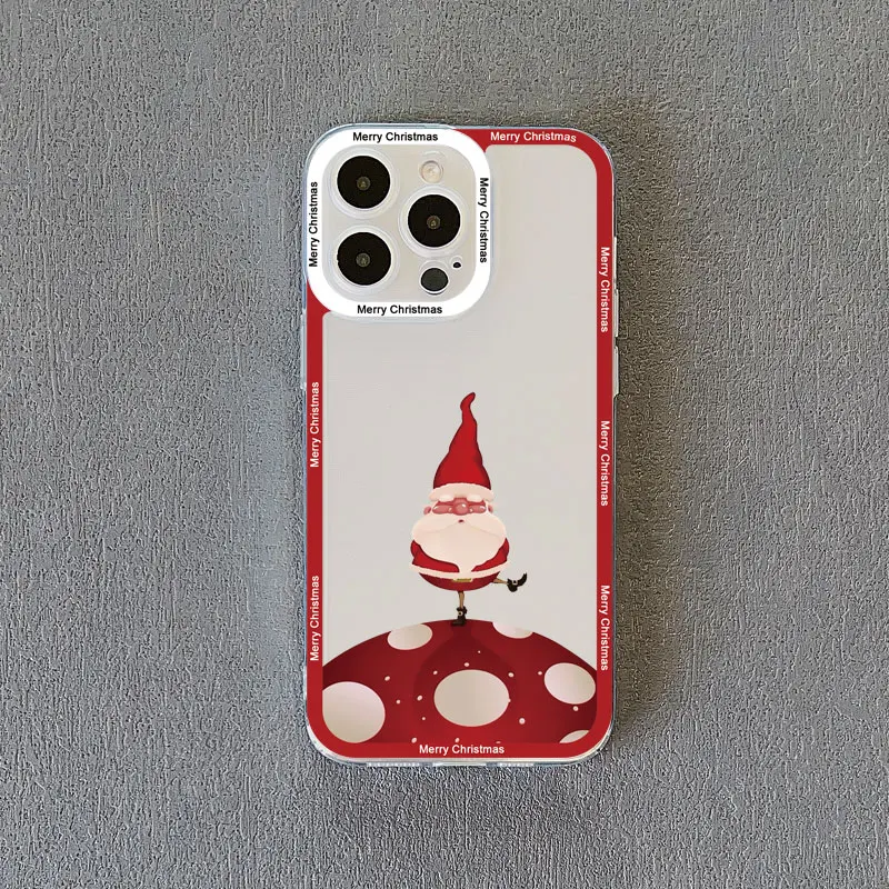 Festive Santa Claus Clear Phone Case - Cute Holiday Design, Durable Transparent Back Cover