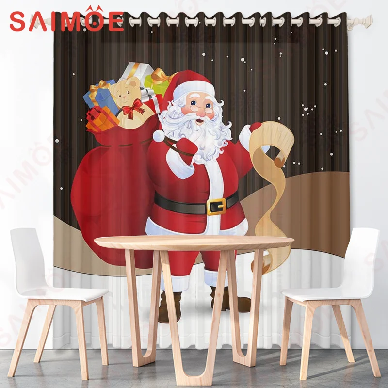 

Christmas Children Party Screen Curtains Santa Claus Sled Elk Pattern Waterproof and Anti-mold Home Decorations and Accessories