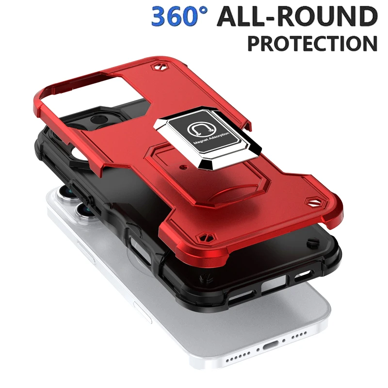 Case For IPhone 16 15 14 13 Pro Max Plus Magnetic Rotated Ring Kickstand Heavy Duty Drop Protection Wallet Cover – Buy The Best Products In The Online Store - Foto 2
