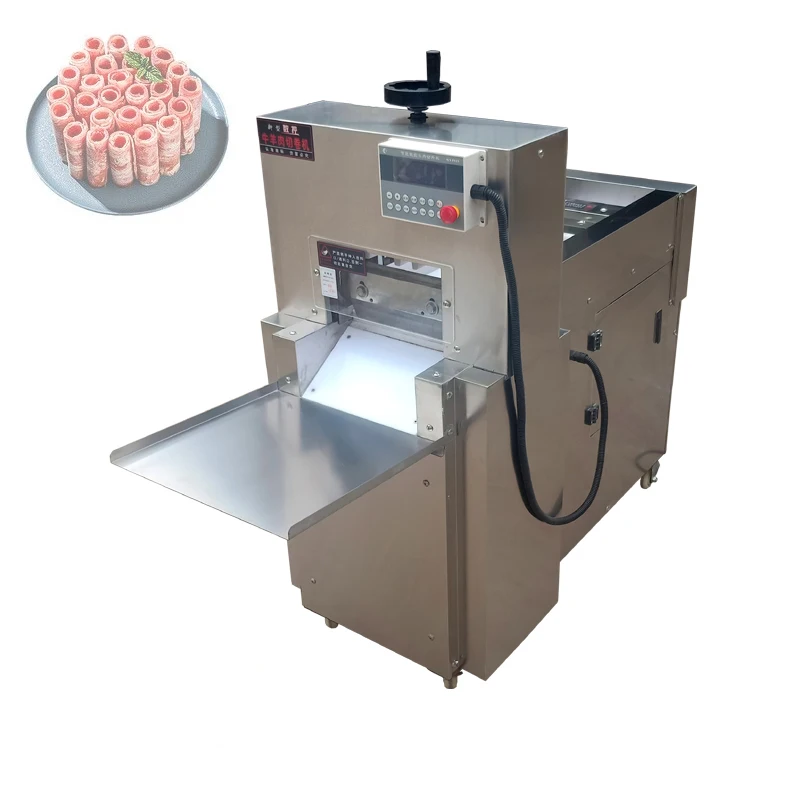 

Electric Meat Cutter Mutton Roll Machine Freezing Beef Lamb Roll Cutting Machine Stainless Steel Double Cut Lamb Roll Machine