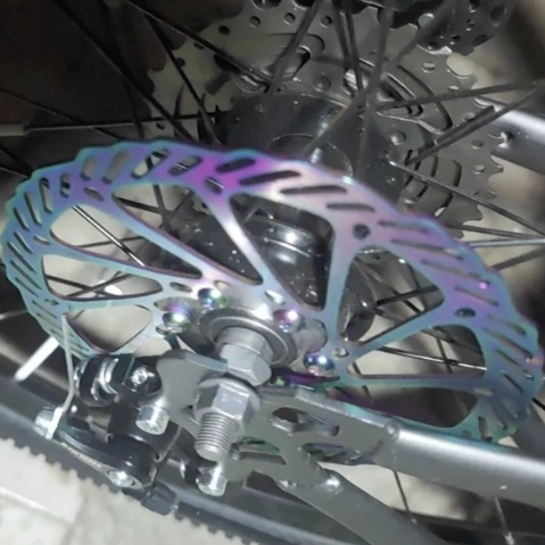 140 mm/160 mm/180 mm/203 mm Fahrrad-Scheibenbremsscheibe aus Edelstahl, mit 6 Schrauben, für MTB/Rennräder, buntes und stilvolles Design – Detail 11