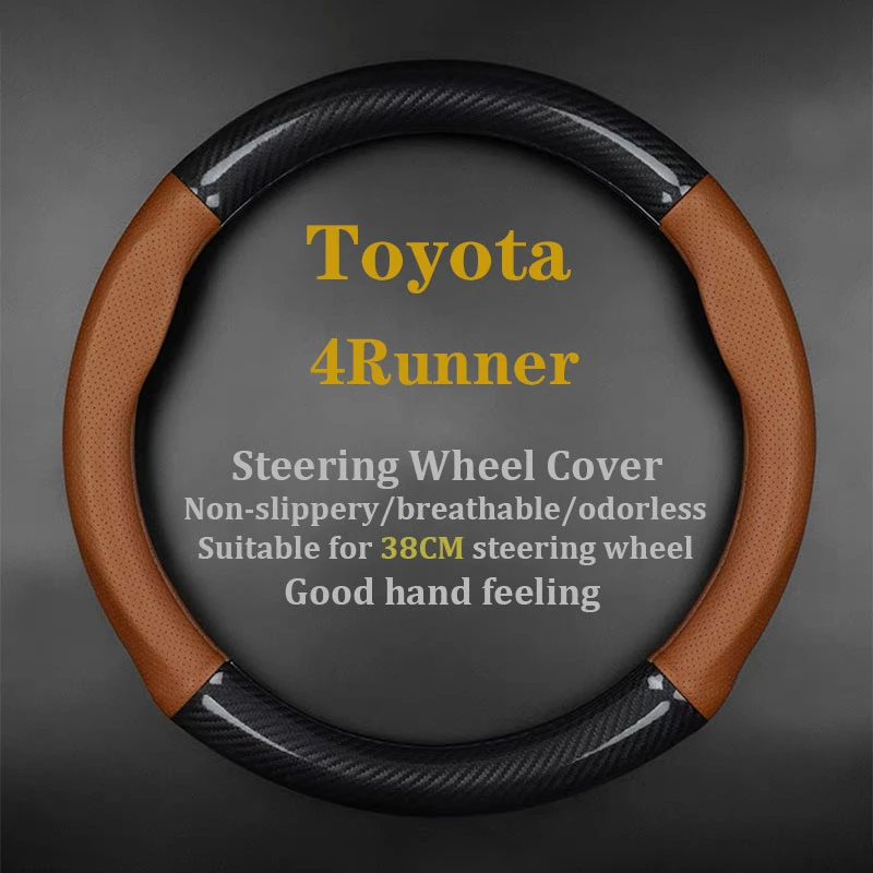 For Toyota 4Runner Steering Wheel Cover Leather Carbon Fiber Fit TRD Pro 2014 2017 2022