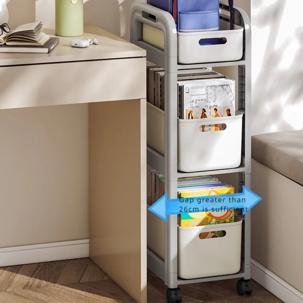 Movable Bookshelf Drawer Style Storage Rack Under-Table Wheeled Snack Storage Rack Students School Bag Trolley