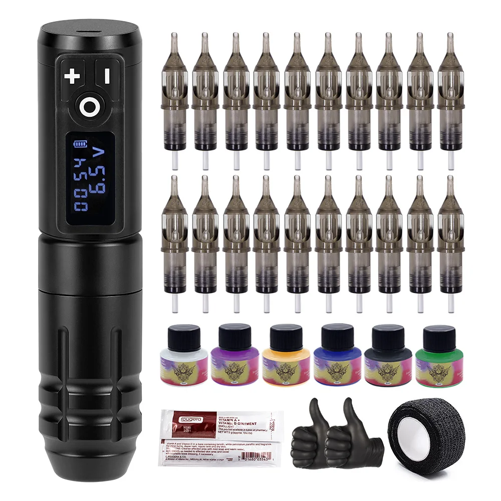 

Wireless Tattoo Machine Pen Powerful Coreless Motor Lithium Battery LED Display for Artist Body Wireless Tattoo Machine