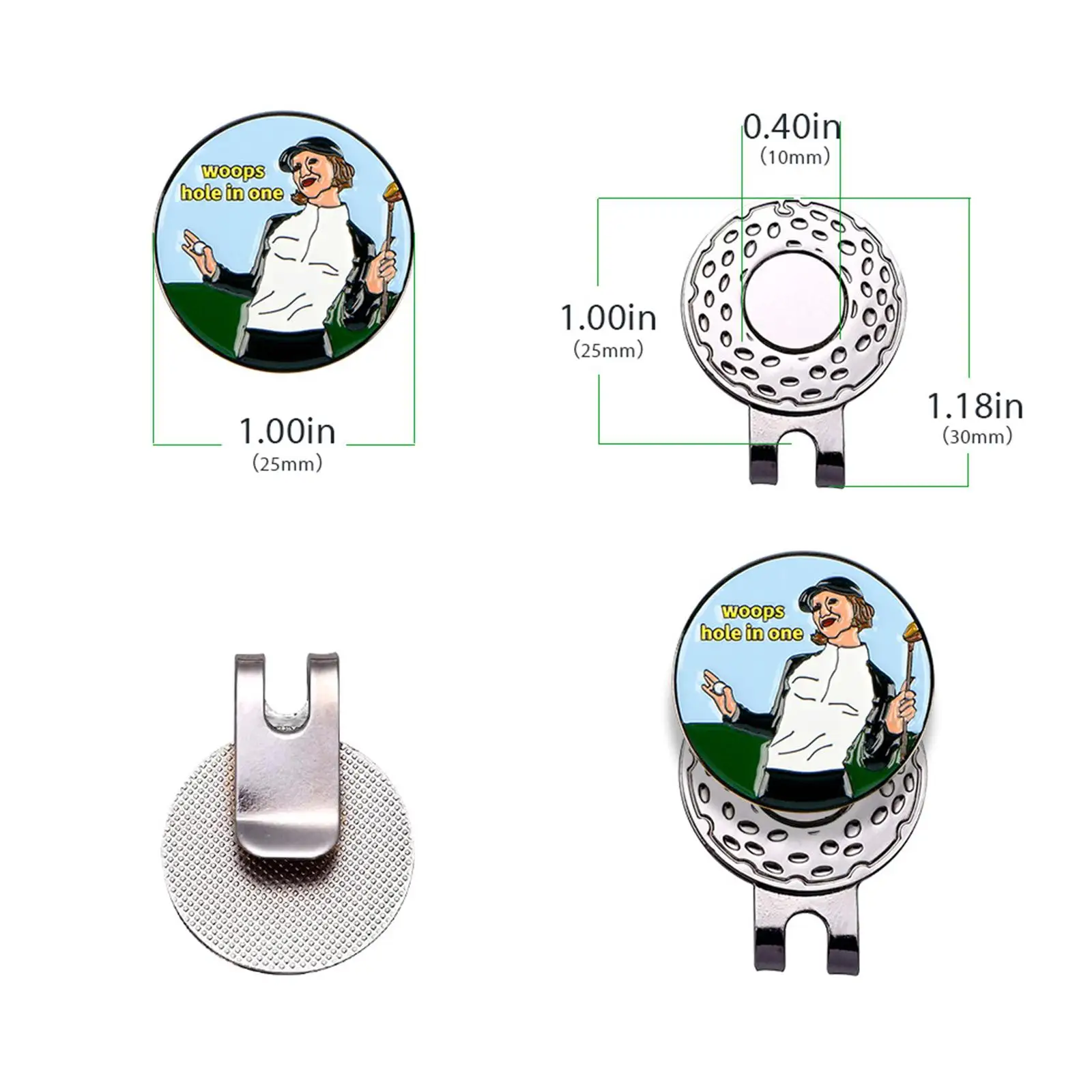 Golf Ball Marker Hat Clip Novelty Metal 25mm Golf Ball Mark Tool Training Aid Cap Holder Golfer Gift Accessories
