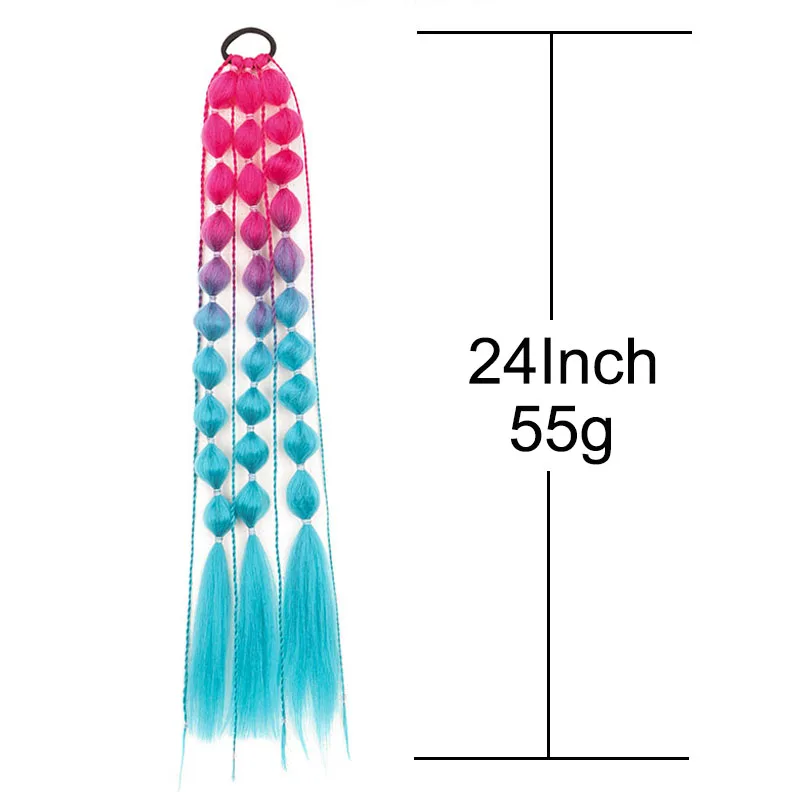 2 Stücke Synthetische Yaki Lange Gerade Blase Geflecht Pferdeschwanz Haarverlängerung Farbverlauf Bunte Ombre Haarschmuck – Detail 1