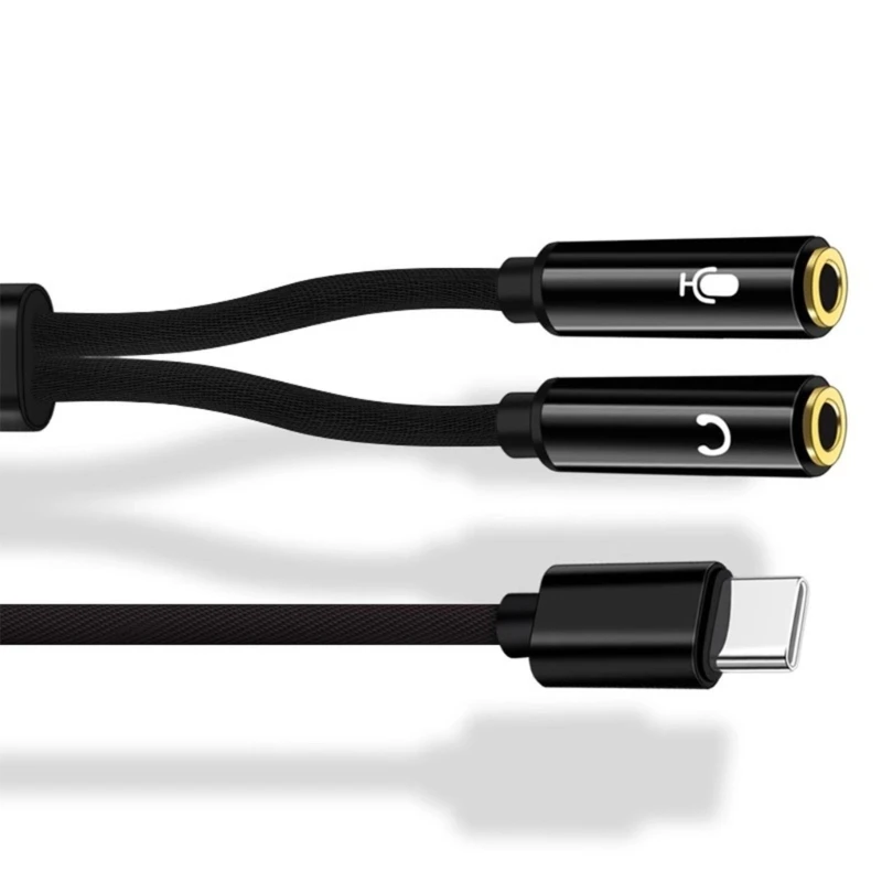 USB-C to Dual 3.5mm Audio Splitter Adapter for Headphones and Microphones