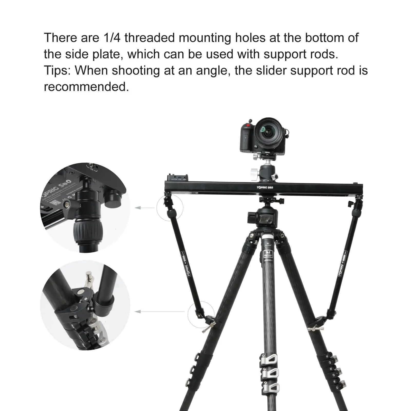 Accsoon Camera Slider Support Arm 2 Pack Multi Angle Movement Length Adjustable Tripod Support Rods with C Clamps for Shooting