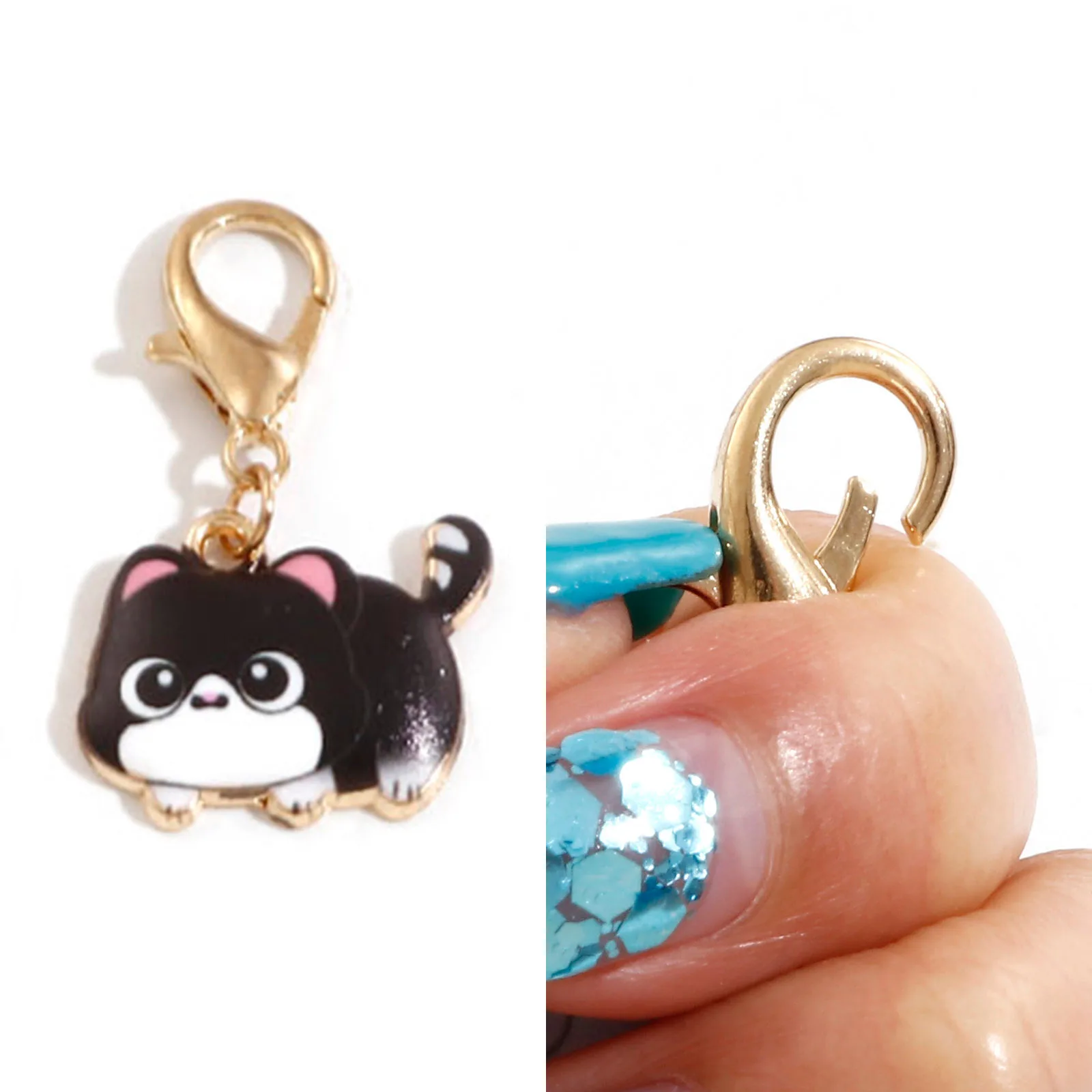 Description Picture 4 of item7PCs/Set New Enamel Cartoon Cat Knitting Stitch Markers Cat Alloy Crochet Latch For Diy Craft Kits Needle Marker Sewing Tools