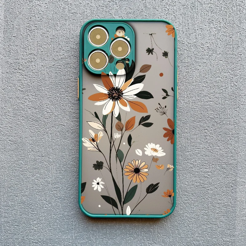 Winterliche Äste, Blätter und Blumen Handyhülle für iPhone 17 16 15 14 Plus Pro Max 13 12 Mini 11 Pro Max X XS XR Stoßfeste Schutzhülle – Detail 3