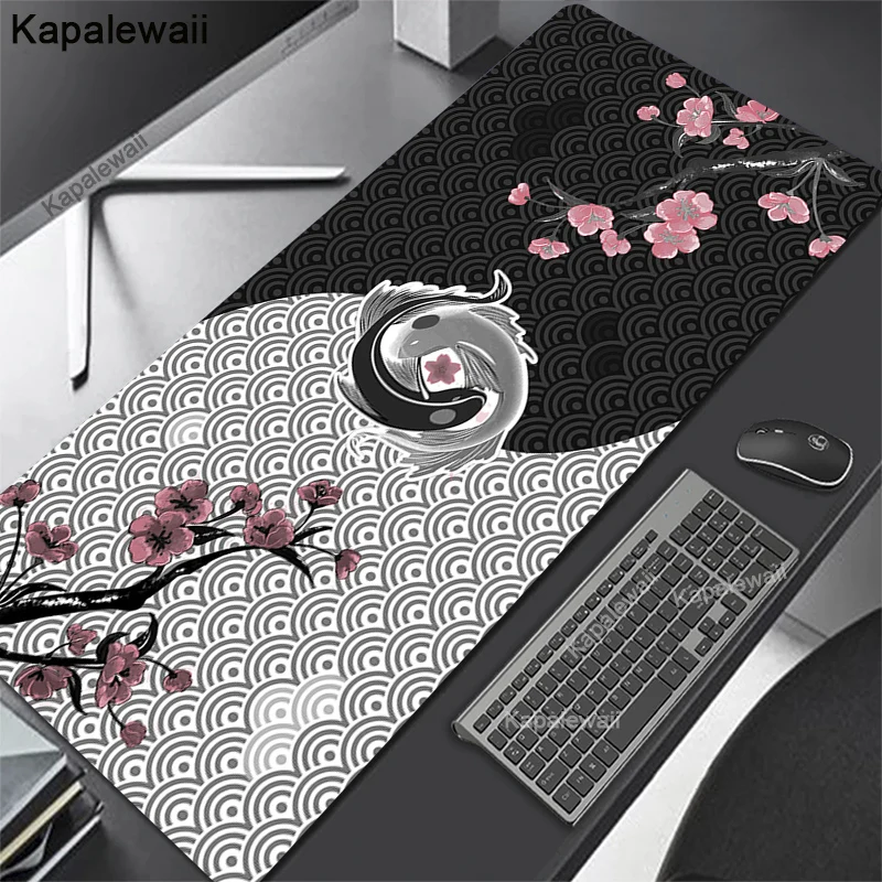 

Большой игровой коврик для мыши Sakura Fish Taichi, компьютерный коврик для мыши, коврик для мыши 90x40 см, настольные коврики для ПК, коврики для клавиатуры, Настольный коврик