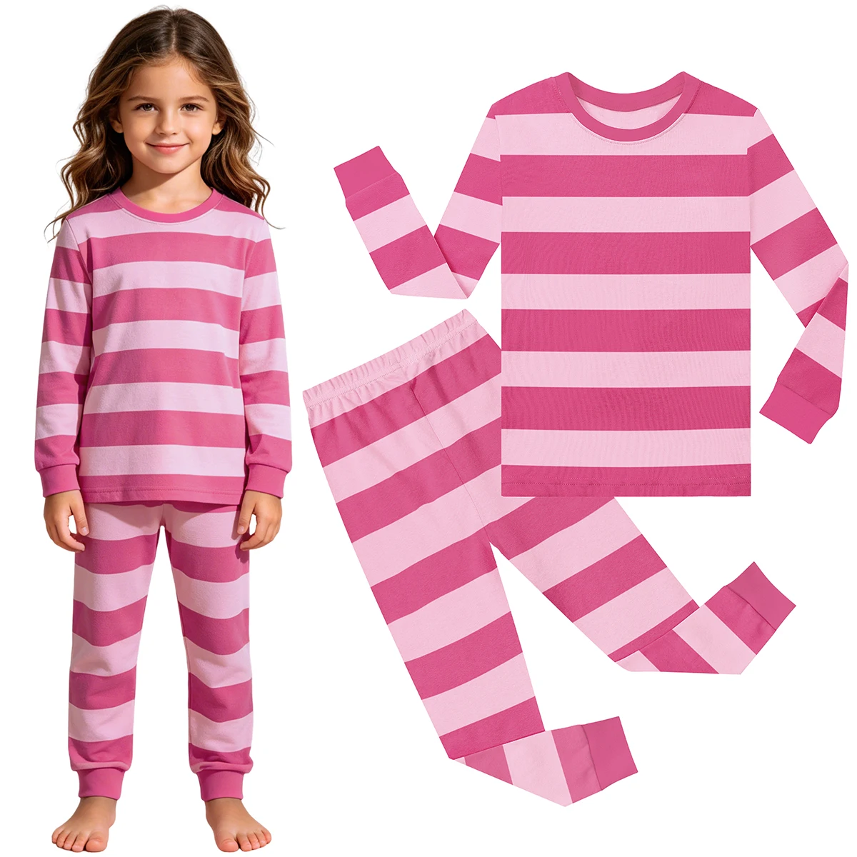 Colorful Rainbow Stripe Kids Pajamas - Boys Toddler Sleepwear Set for Halloween Carnival & Parties