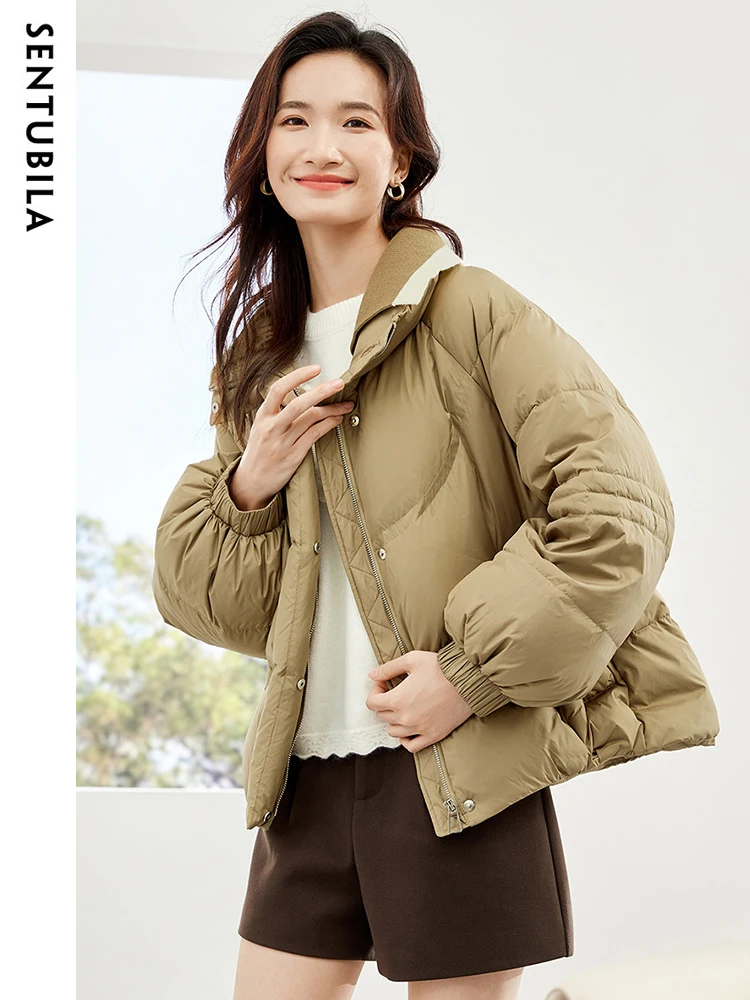 SENTUBILA High Quality Fashion Winter Down Jacket for Women 2023 Loose Short Down Coat Windproof Warm Puffer Jackets W34Y50029