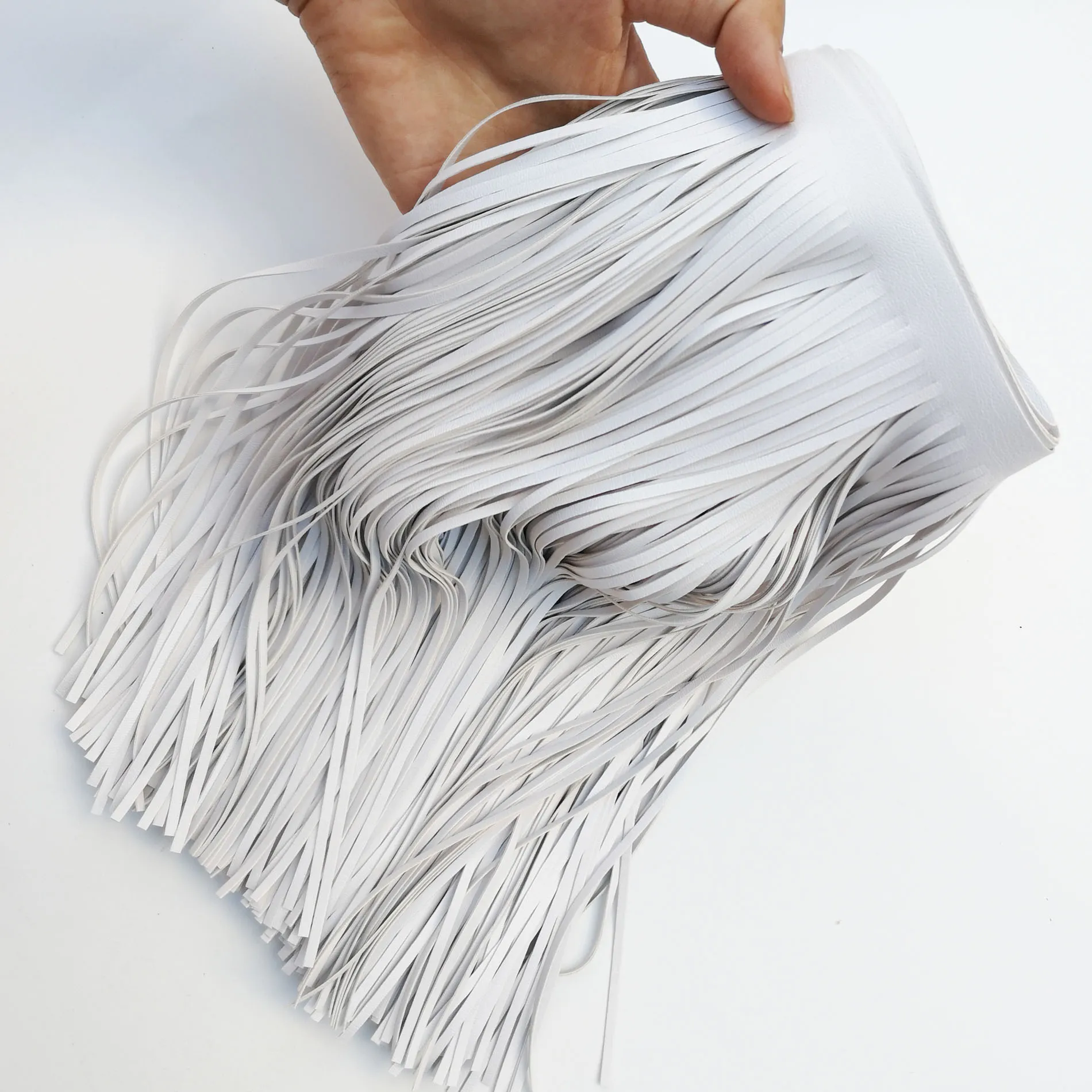 Description Picture 3 of item91cm long 15/30cm Double-sided PU Leather Tassel Beard Fringe Lace Sewing Material for Clothing Trim Bag Crafts Accessories